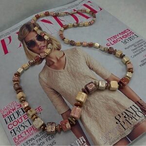 Vintage ‘80s Artisan Southwestern Bohemian Polished Gemstone Beaded Necklace